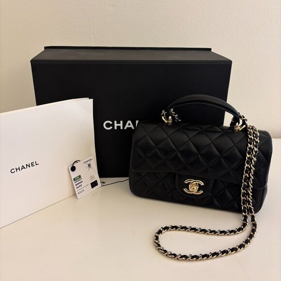 CHANEL Quilted Leather Mini Flap Bag with Top Handle - Picture 2 of 16